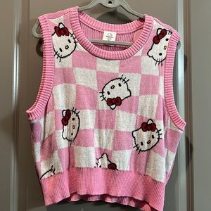 Pink and white hello kitty knitted vest